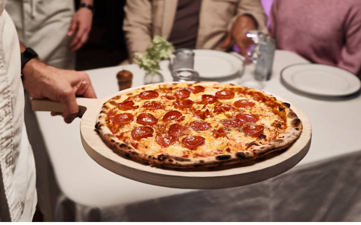 Peperoni pizza on a table